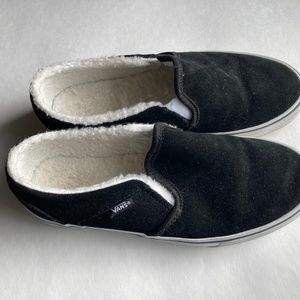 Vans leather sherpa lined slip ons